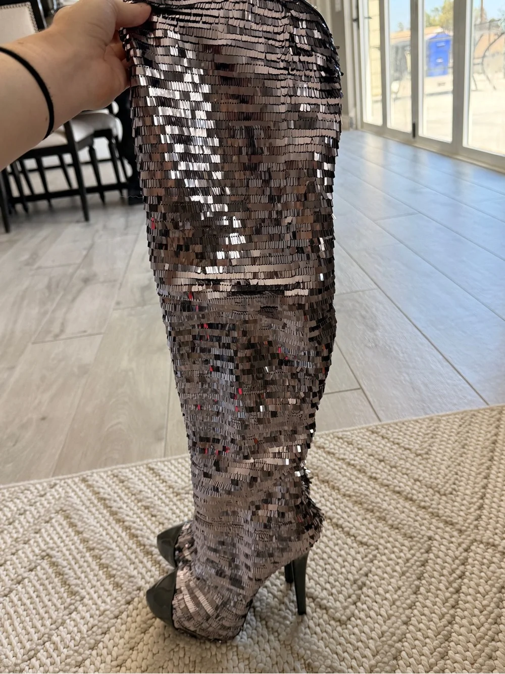 Beyonce/ Deron silver boots size 8.5